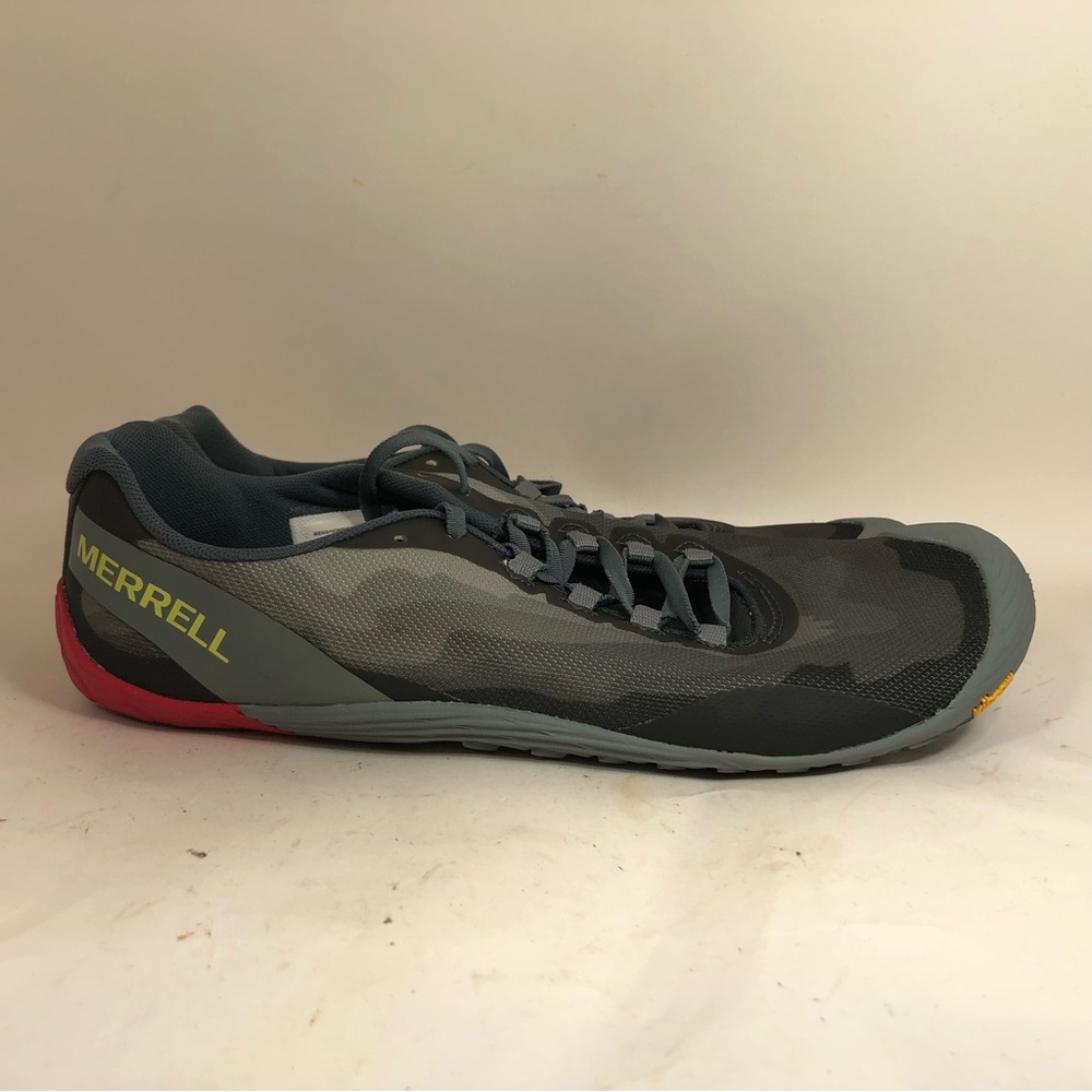 Merrell Vapor Glove 4 Barefoot Trail Running Vibram Gray Camo Red Mens Sz 11